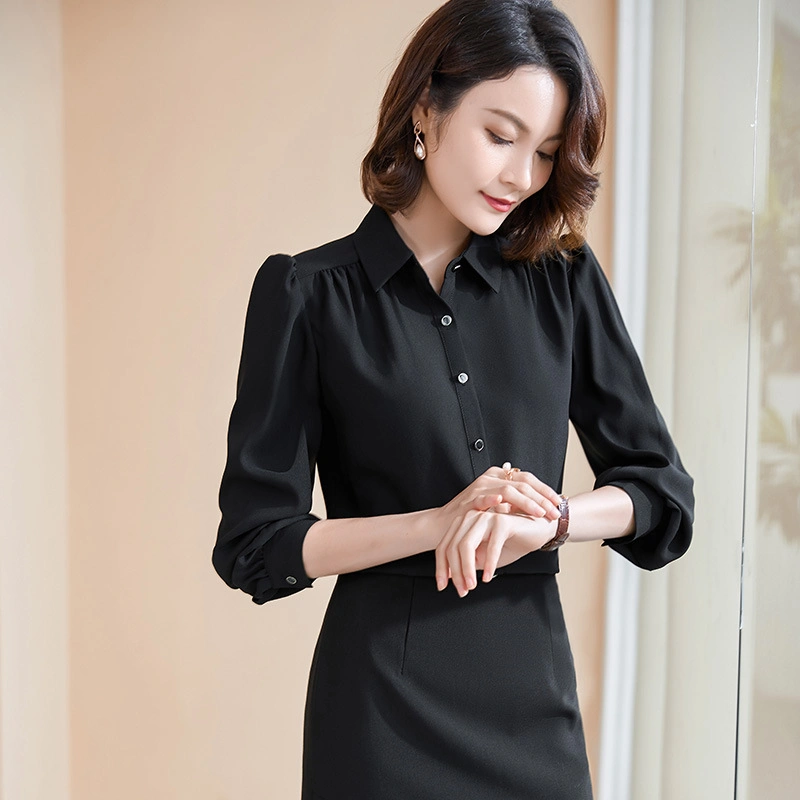 New Pure-Color Temperament Commuter Shirt Women Business Shirt