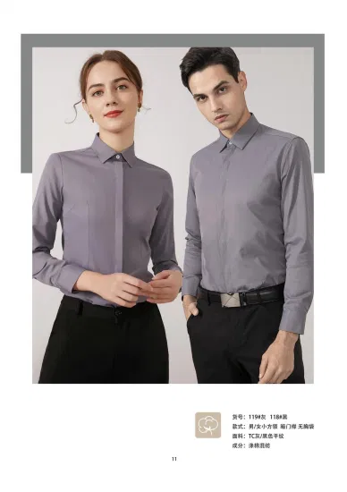OEM 긴 소매 슬림핏 블라우스 공식 비즈니스 여성 단색 셔츠